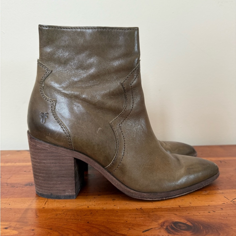 Olive Green Frye Booties